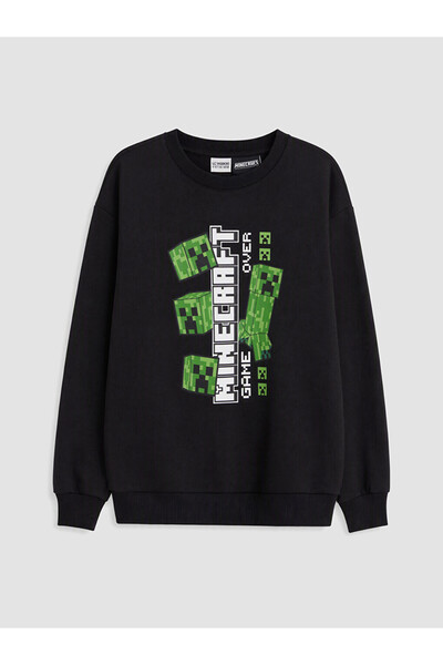 LC Waikiki Ozmarka New Season Black Printed Boys' Sweatshirt