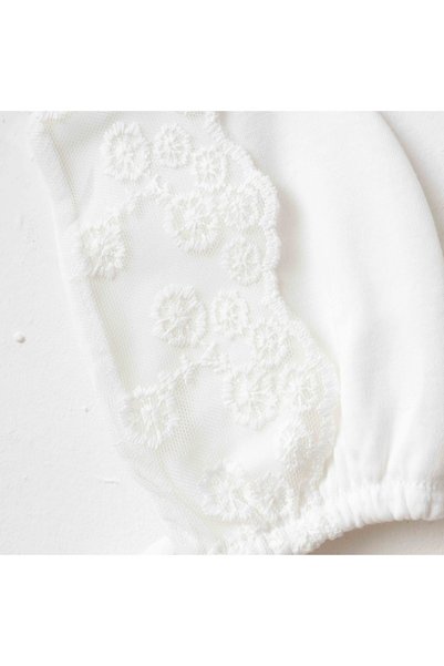 ESLENZA Baby Girl Mevlüt Jumpsuit Set Organic Cotton Tulle Hat Newborn 0-3 Months White Snap Fastener Mevlüt Outfit Mevlüt Jumpsuit