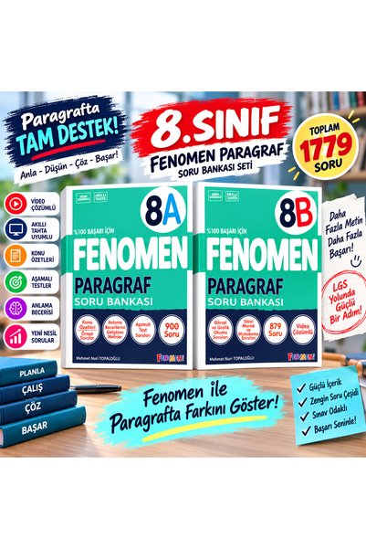 Fenomen Yayıncılık 📚 8. Sınıf Fenomen A + B Paragraf Soru Bankası Seti