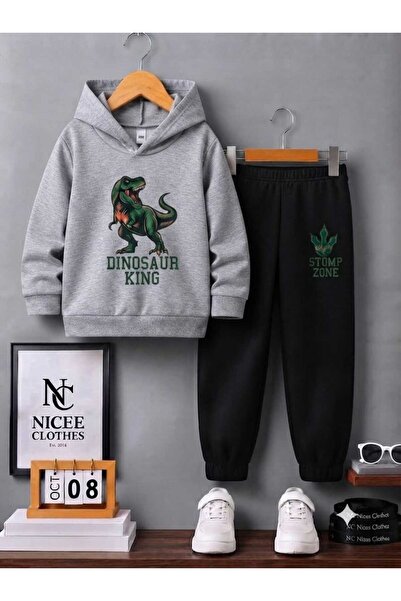 NC Nicee Clothes SET DE TRENING PENTRU COPII UNISEX (IMPRIMAT DINOZAUROI KING...