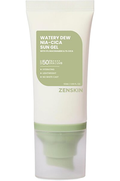 zenskin Watery Dew Nia-Cica Sun Gel, Lightweight SPF 50+ Sunscreen with Niaci...