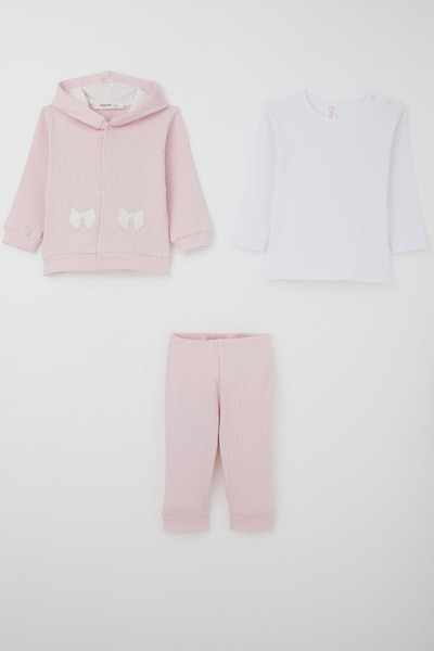 Breeze Baby Girl Bodysuit 3-Piece Set with Bow Embroidery, 4 Months - 1 Year,...