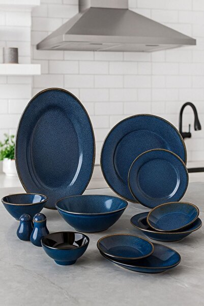 Trust 72-Piece Porcelain Dinner Set Blue