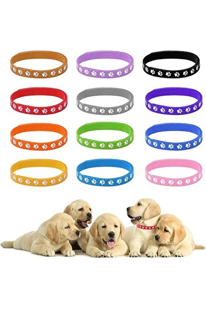 Khazna Dog Pet Cat Collars, (12 Pcs) Adjustable Puppies ID Collars, multi-col...
