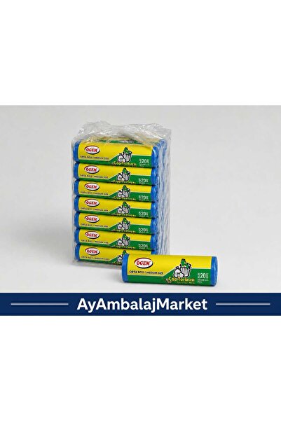 Ögem Orta Boy Mavi Çöp Torbası 55x60 cm 30 Lt Koli İçi 50 Rulo