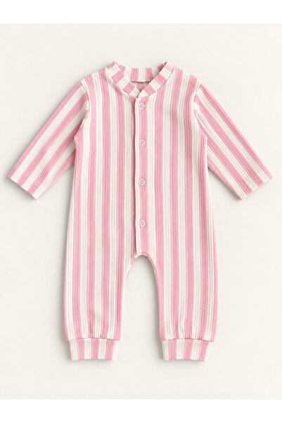 SANTRALBEBE Baby Girl Cotton Front Snap Jumpsuit