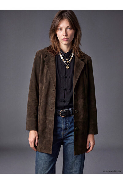LC Waikiki Shirt Collar Women's Suede Look Coat