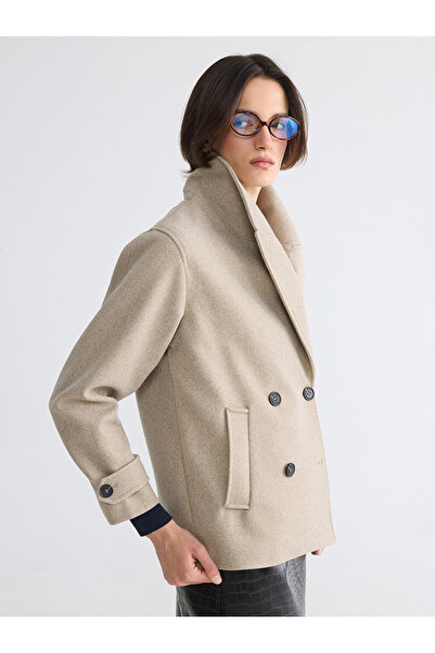 LC Waikiki Jacket Collar Women's Cashmere Coat