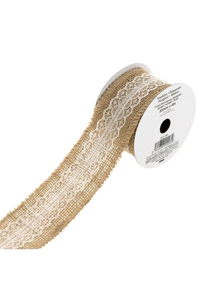 OEM Panglica din Iuta de Culoare Naturala cu Dantela 4mx53mm - Panglici, Prod...