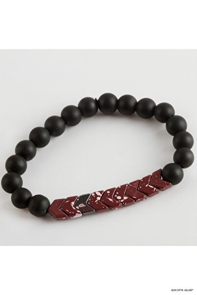 ZERO LAND Spt-Gld Onix Hematite Natural Stone (202304) Bracelet Brown