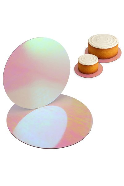 OEM Suporturi rotunde din carton roz holografic pentru tort, diametru 30 cm ș...