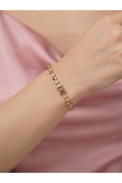 ✨Zirkon Taşlı Lüks Tasarım Gold Çelik Bileklik 💎