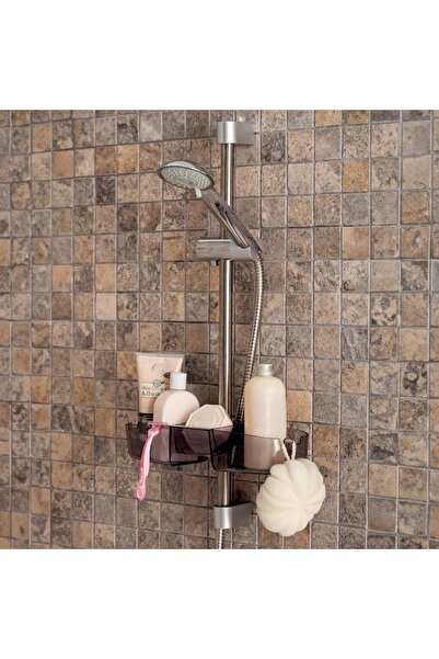 OEM 3-Compartment Gray Plastic Shower Shelf 33x11x7cm
