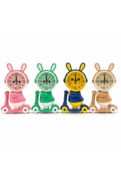 Tahtakale Children's Table Clock - Cute Rabbit Design Riding a Scooter - Feat...