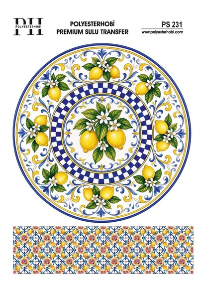 POLYESTERHOBİ Premium Sulu Transfer 25X35 CM İTALYAN ESİNTİSİ VE LİMON DESENL...