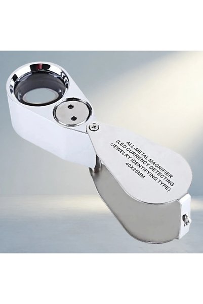 MEKs Illuminated Metal Magnifying Glass Boxed 40X25Mm Jewellery Checking