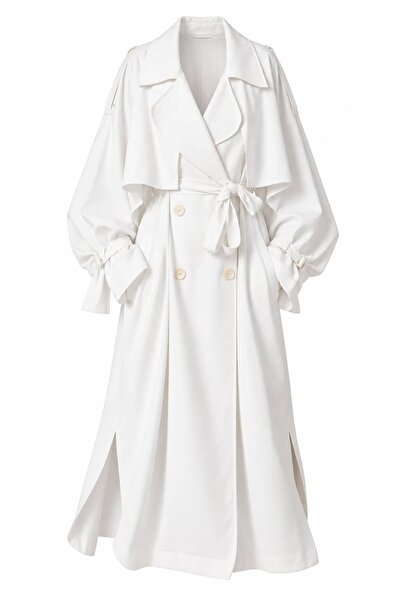 ROYAL'S AURA Modal Apoletli Oversize Maxi Trençkot
