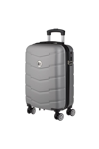 OEM Valiza - Troler gri Metalizat cu Dungi Reliefate 33L
