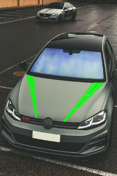 Generic Brand Auto Hood Special New Sticker Double Stripe 2 Pcs Green 10*60 cm