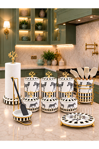ferayhome Kitchen Set - Dowry Set 105 Flat Lid 10 Pieces at Zebra Mercan Gold...