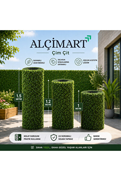 Alçimart Çim Çit Pvc Çim Çit - Çim Çit - Çimli Tel Örgü - Bahçe Dekoratifi - ...