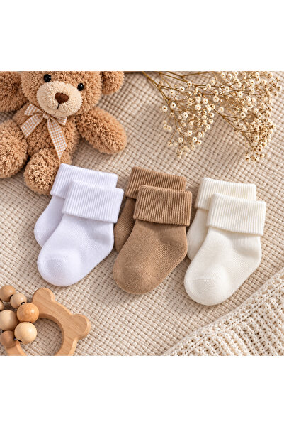 ışık kids Organik Unisex 3’lü Yenidoğan Premium Bebek Çorabı