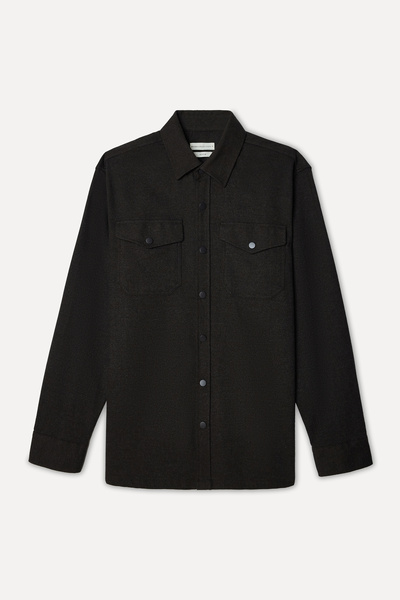 Mudo Men's Brown Regular Fit Double Pocket Long Sleeve Shirt