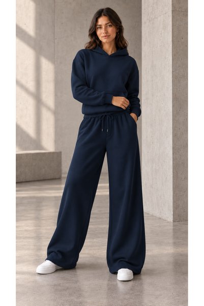 EVIus Set de trening supradimensionat cu glugă, 100% bumbac, cu pantaloni largi