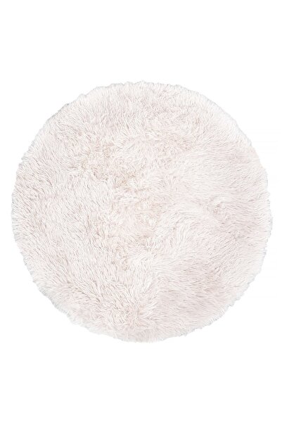 OEM Covoras Decorativ din Imitatie de Blana Shaggy Ecru Ø70cm