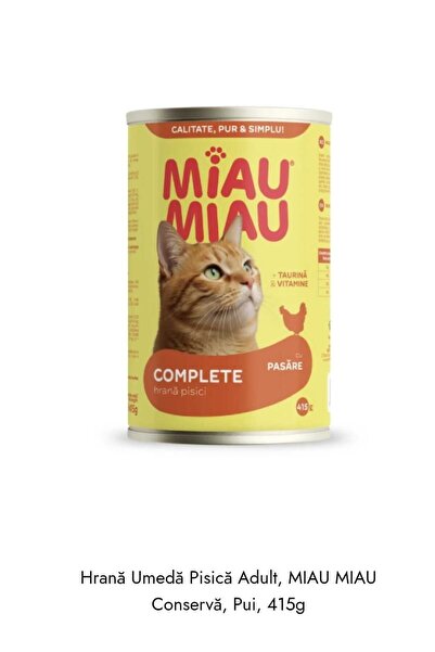 MIAU MIAU Hrana umeda pentru pisici Miau-Miau,Pasare, Conserva 415g