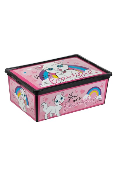 OEM Cutie cu Capac & Roz Pisica Roz pentru Jucarii 37x26x14cm - 10L
