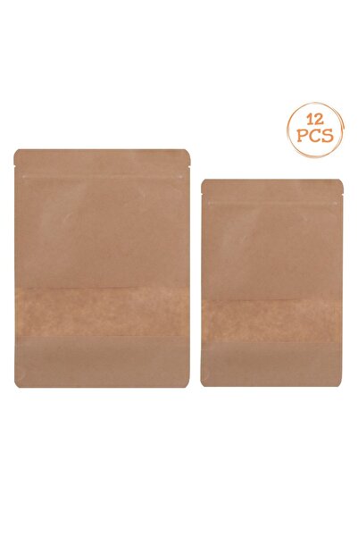 OEM Saculete Kraft de Craciun cu Zip & Fereastra pentru Dulciuri 15x22cm & 12...