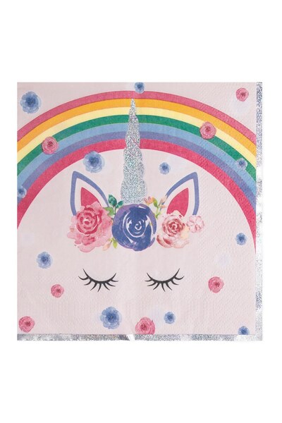 OEM Servetele de Masa cu 2 Straturi Roz Unicorn Rainbow cu Detalii Holografic...