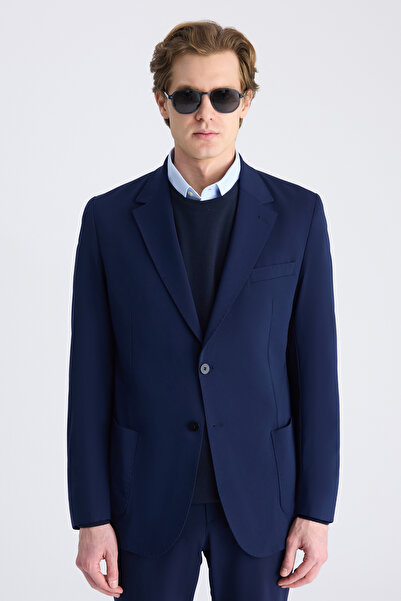 D'S Damat Ds Damat Comfort Μπουφάν από ίσιο ύφασμα σε σκούρο μπλε