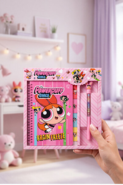caps Set de papetărie cu tematică Powerpuff - Caiet + Pix