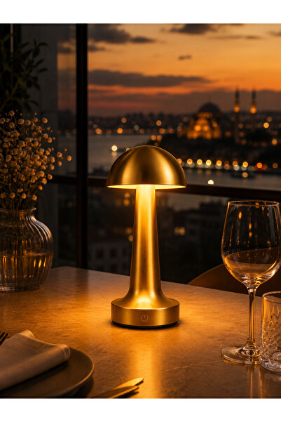 Cata Gold Şarjlı Masa Lambası 3 Renk Işık Dokunmatik Dimmerli Kablosuz LED Ma...