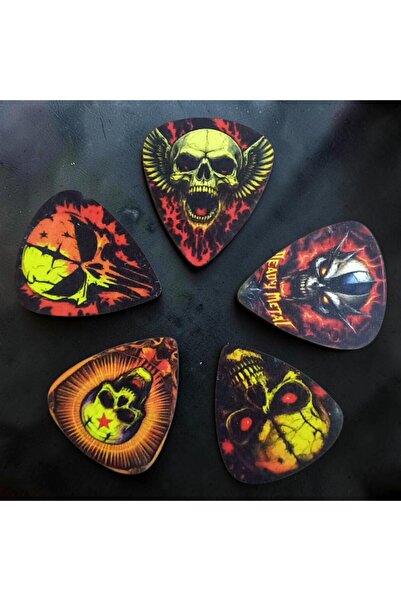 MEDUSA STRAPS Baskılı Pena Seti 1mm kalinlik Rock Müzik Kurukafa temali