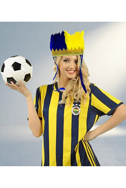MEKs Feathered Yellow Navy Blue Fan Hair Band Unisex