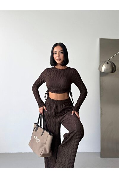 EVOA Γυναικείο Σετ με Μπλούζα με Λαιμόκοψη Πετσετέ και Παντελόνι με Φαρδιά Μπ...