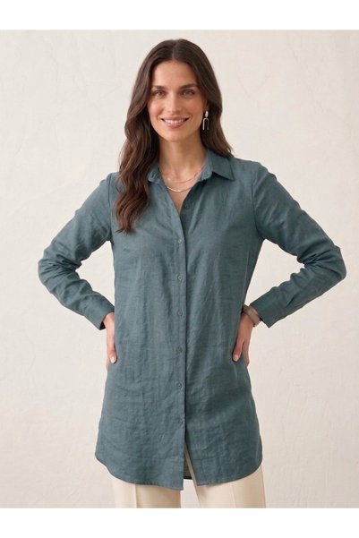 Meşe Moda Women's Petrol Green Long Tunic Shirt