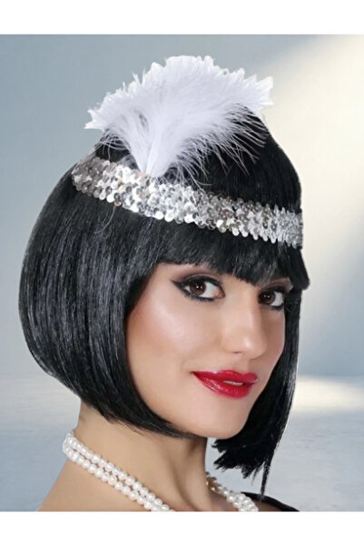MEKs Fun Silver Color Feathered Hair Band for Party Celebrations