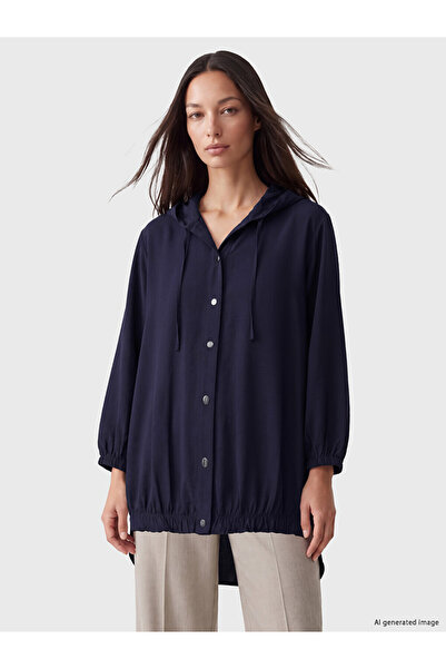LC Waikiki Ozmarka New Season Navy Blue Hooded Women's Jacket