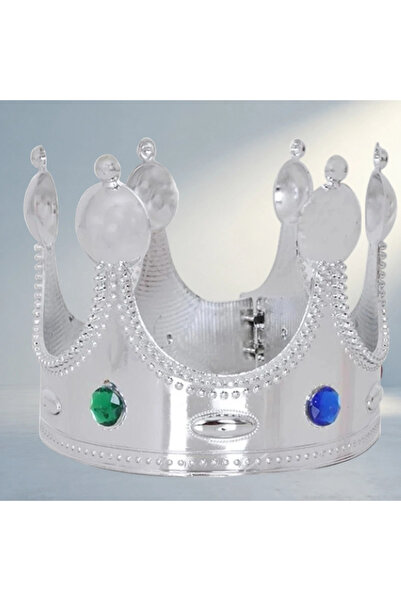 MEKs Fun Silver Color Plastic King Crown for Adults