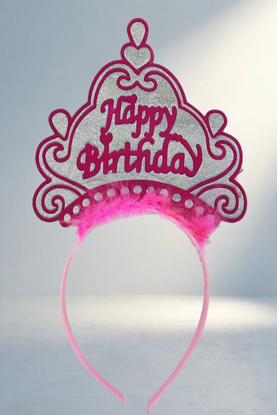 MEKs Neon Pink Birthday Crown for Adults and Children