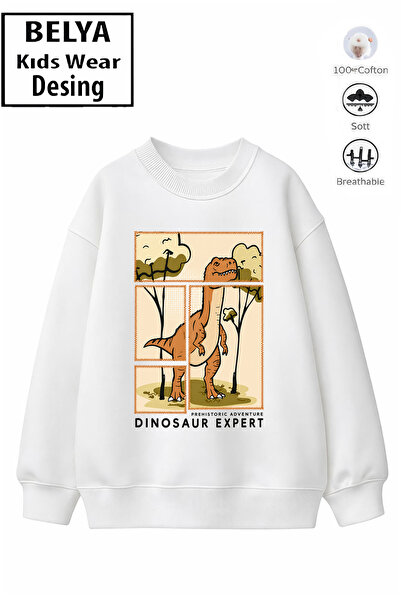 Belya Kids Wear Trend Kids Model pentru băieți Full Mold Oversize Dinosaur De...