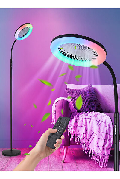 Osso مصباح أرضي LED بتصميم نورديك مع مروحة، إضاءة ثلاثية الألوان 3000K-6000K ...