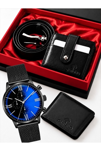 arpat time saat aksesuar 4 PARÇA ERKEK SAAT SETİ - SAAT, CÜZDAN, KARTLIK, KEMER