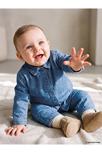 LC Waikiki Nevavm Farkıyla Lcw Baby Indigo Regular Fit Patterned Baby Boy Jea...