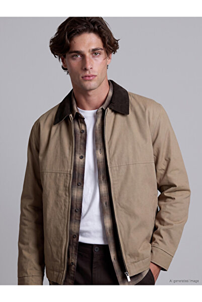 LC Waikiki Rmz Gi̇yi̇m Farkiyla Relax Fit Velvet Roba Collar Men's Jacket