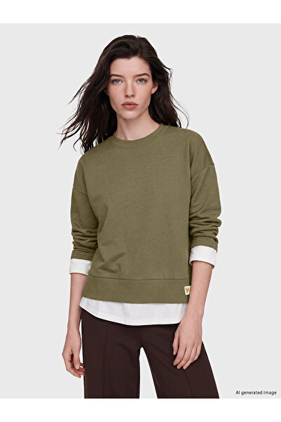 LC Waikiki Özmarka New Season Khaki Crew Neck Oversize Women's Sweatshirt